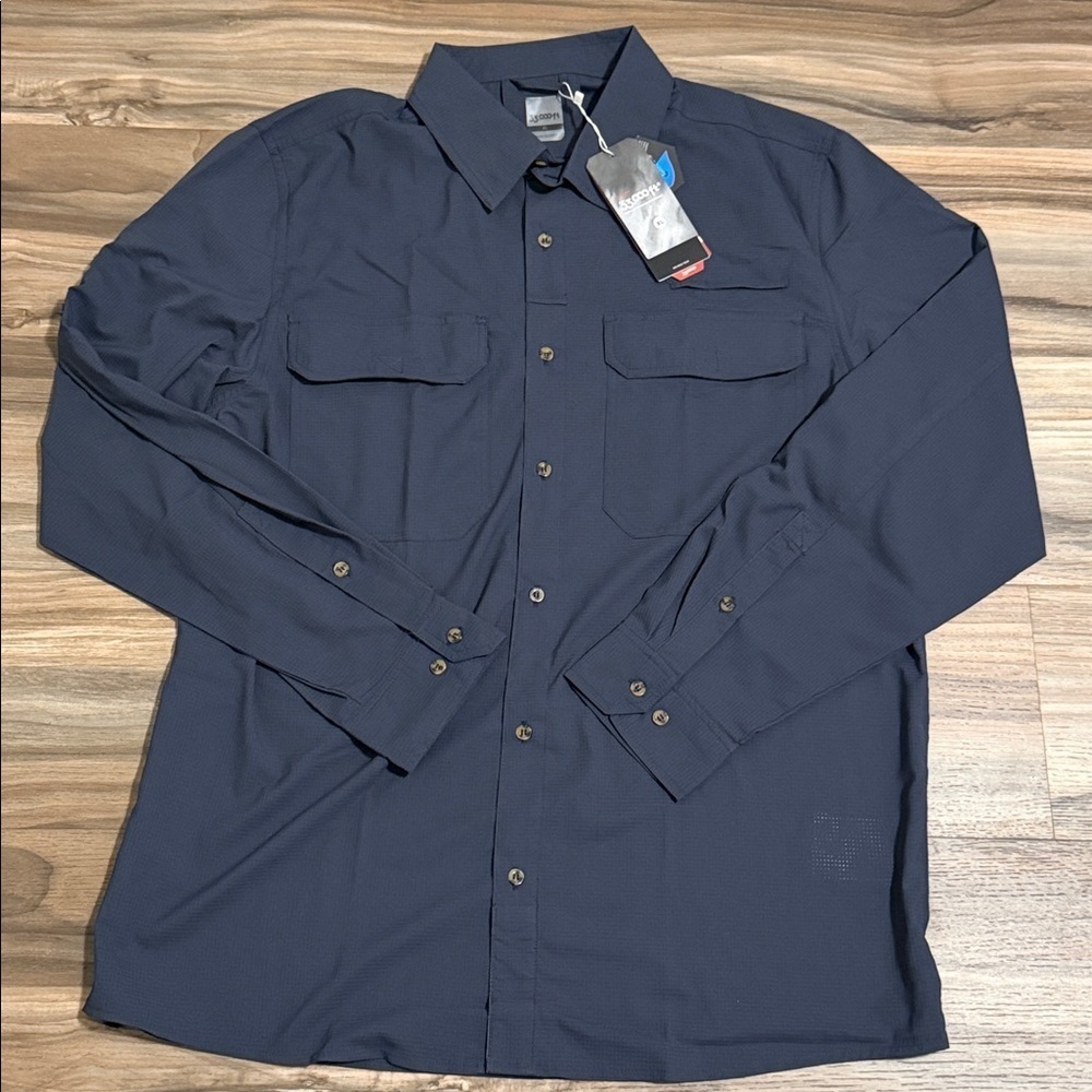 33000ft Mens Outdoor Shirt Sz. XL P2P 30" Air Hole Tech UV Protection L/S Navy
